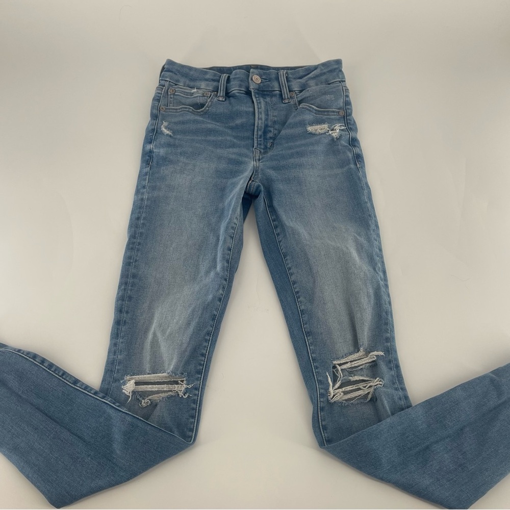 American Eagle Luxe Stretch High Rise Jeggings Distressed